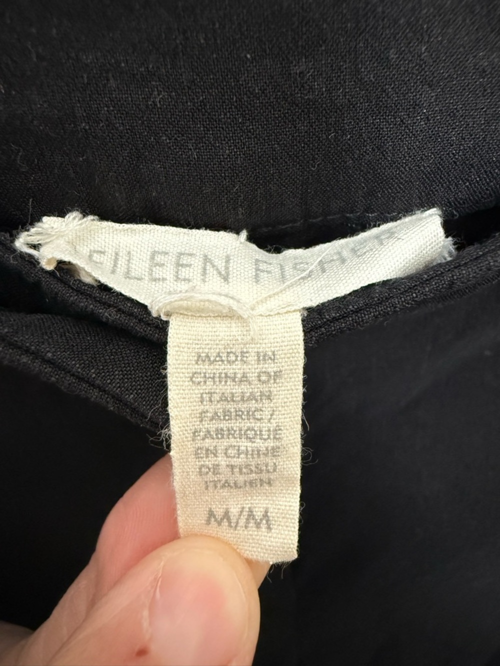 Eileen Fisher Black Linen Blend Straight Leg Casual Pants Size Medium - Picture 3 of 7